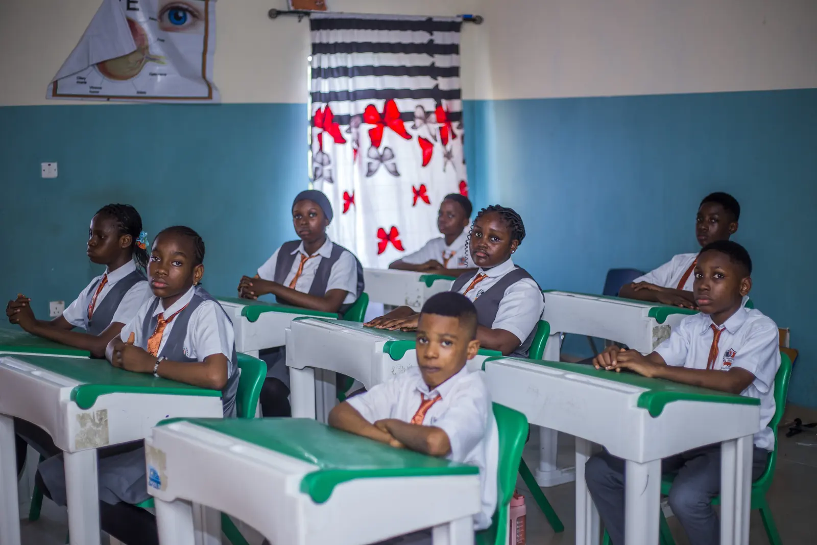 High School students at their desks in a classroom