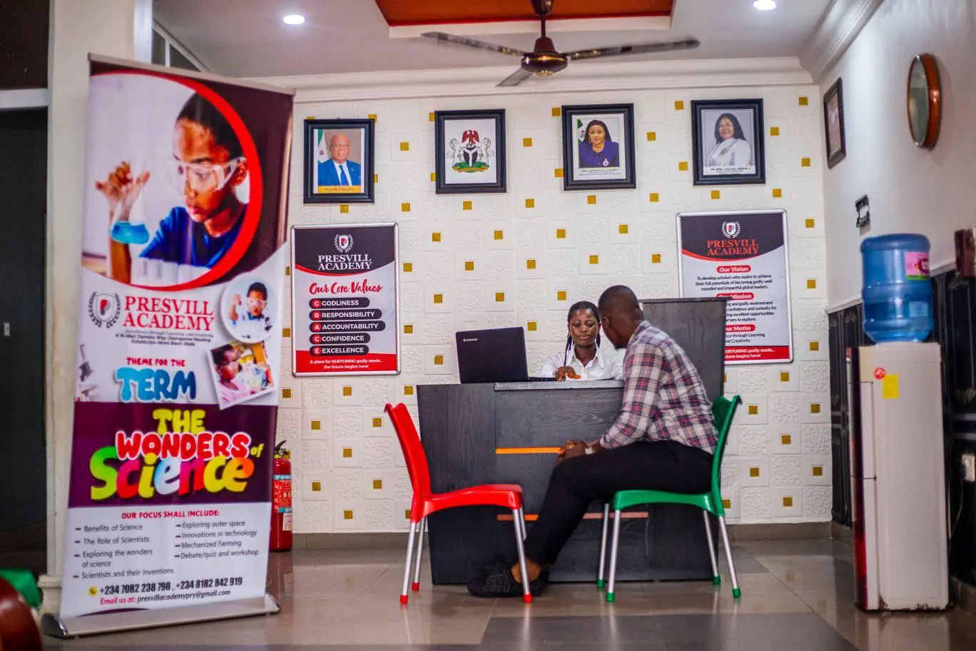 The reception desk, where visitors are welcomed