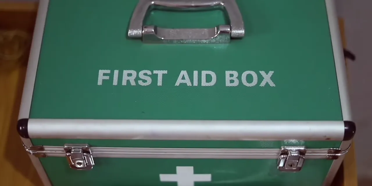 A green first-aid box in the sick bay